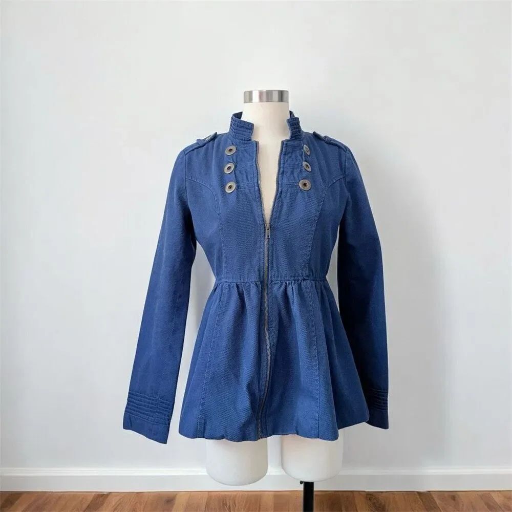 Y2K Tulle Military Epaulet Corduroy Peacoat Jacket Blazer Coat Button Medium